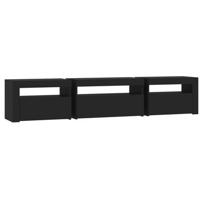 vidaXL TV Cabinet with LED Lights Black 195x35x40 cm