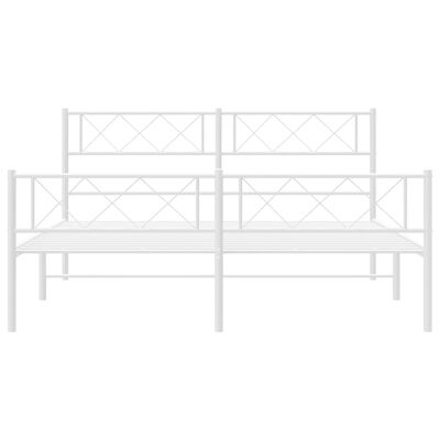 vidaXL Metal Bed Frame without Mattress with Footboard White 150x200 cm King Size