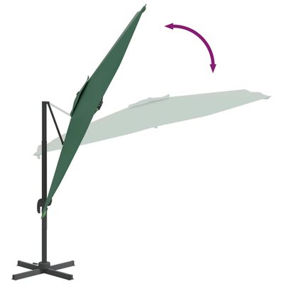 vidaXL Cantilever Garden Parasol with Aluminium Pole Green 400x300 cm