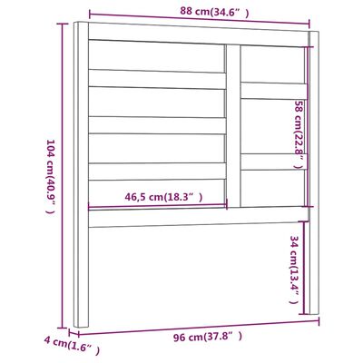 vidaXL Bed Headboard 96x4x104 cm Solid Wood Pine