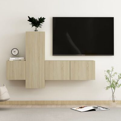 vidaXL 3 Piece TV Cabinet Set Sonoma Oak Engineered Wood