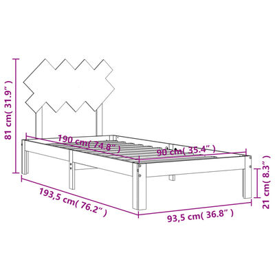 vidaXL Bed Frame without Mattress Single Solid Wood Pine