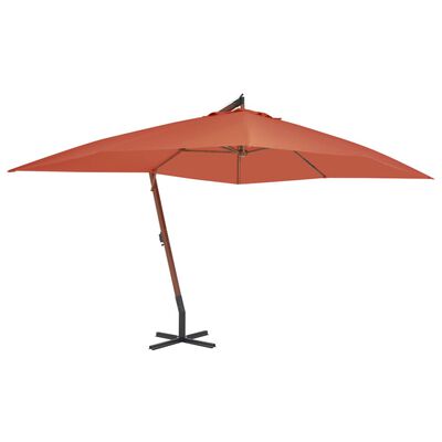 vidaXL Cantilever Garden Parasol with Wooden Pole 400x300 cm Terracotta