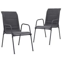 vidaXL Stackable Garden Chairs 2 pcs Steel and Textilene Anthracite