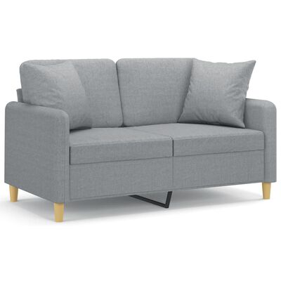 vidaXL 2-Seater Sofa with Throw Pillows Light Grey 120 cm Fabric