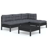 vidaXL 5 Piece Garden Lounge Set with Cushions Black Pinewood