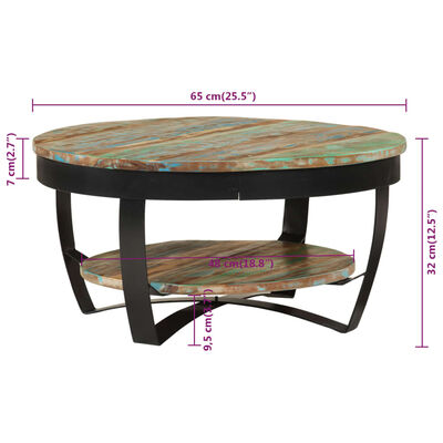 vidaXL Coffee Table Solid Reclaimed Wood 65x32 cm