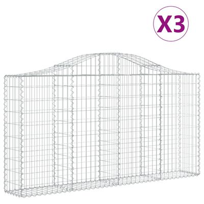 vidaXL Arched Gabion Baskets 3 pcs 200x30x100/120 cm Galvanised Iron