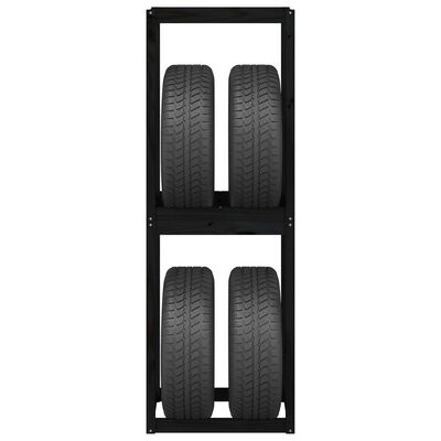 vidaXL Tire Rack Black 63x40x180 cm Solid Wood Pine