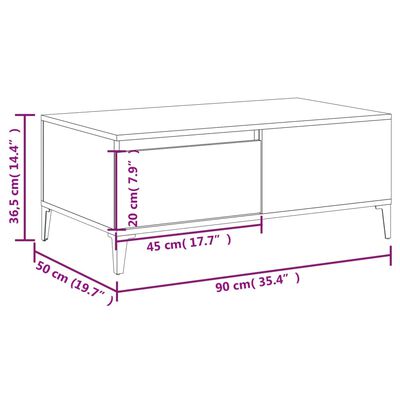 vidaXL Coffee Table Concrete Grey 90x50x36.5 cm Engineered Wood