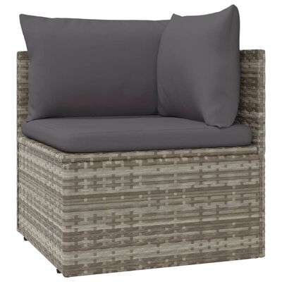 vidaXL 12 Piece Garden Lounge Set with Cushions Grey Poly Rattan