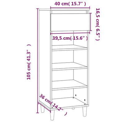 vidaXL Shoe Cabinet White 40x36x105 cm Engineered Wood