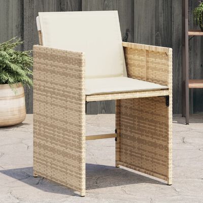 vidaXL Garden Chairs with Cushions 4 pcs Beige Poly Rattan