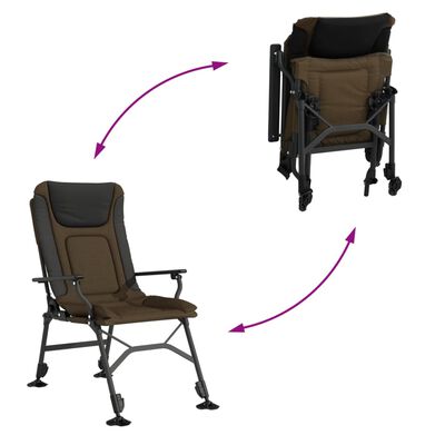 vidaXL Fishing Chair with Armrest Foldable Taupe