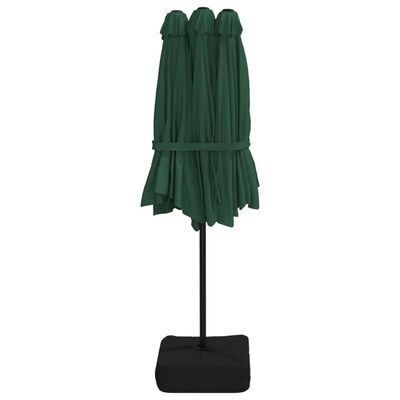 vidaXL Double-Head Garden Parasol with LEDs Green 449x245 cm