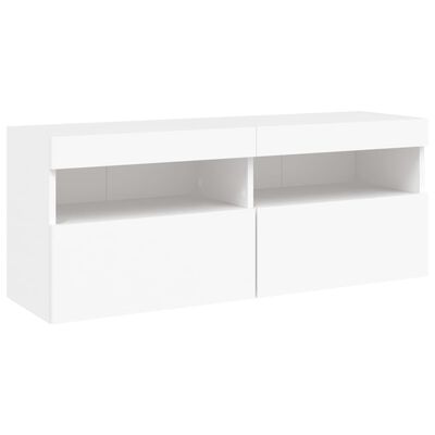 vidaXL TV Wall Cabinet with LED Lights White 100x30x40 cm