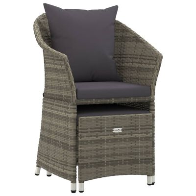 vidaXL 2 Piece Garden Lounge Set with Cushions Grey Poly Rattan