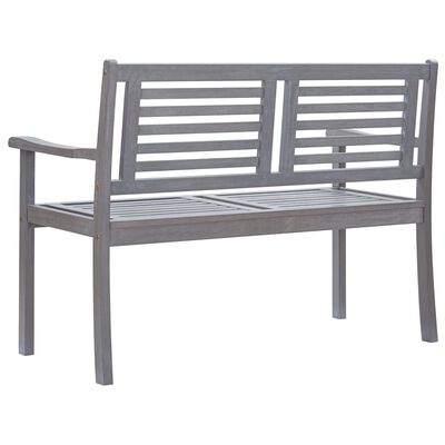 vidaXL 2-Seater Garden Bench with Cushion 120 cm Grey Eucalyptus Wood