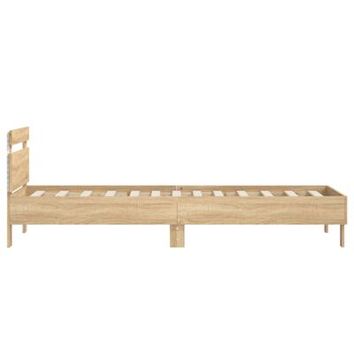 vidaXL Bed Frame without Mattress with LED Lights Sonoma Oak 90x190 cm Single