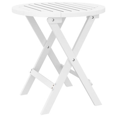 vidaXL Folding Garden Table White Ø 46 cm Solid Wood Acacia