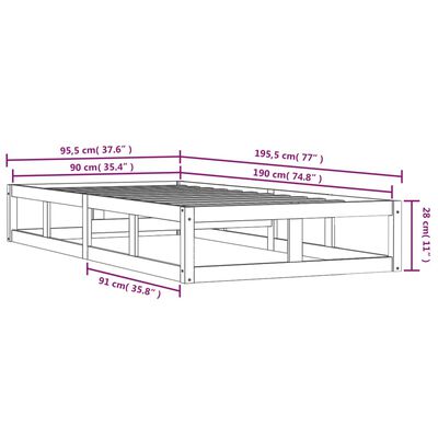 vidaXL Bed Frame without Mattress 90x190 cm Single Solid Wood