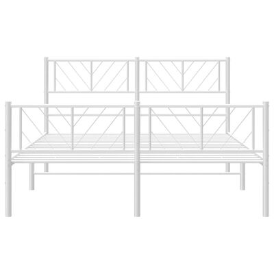 vidaXL Metal Bed Frame without Mattress with Footboard White 135x190 cm Double