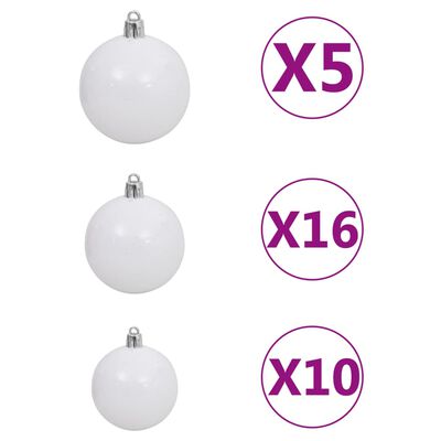 vidaXL Artificial Hinged Christmas Tree 300 LEDs & Ball Set 210 cm