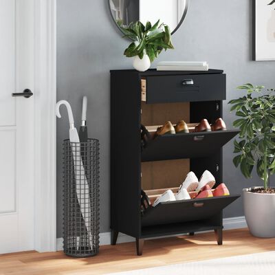 vidaXL Shoe Cabinet VIKEN Black Engineered Wood