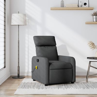 vidaXL Massage Recliner Chair Dark Grey Fabric