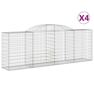 vidaXL Arched Gabion Baskets 4 pcs 300x50x100/120 cm Galvanised Iron