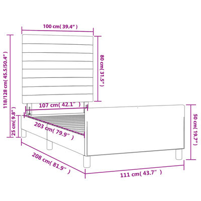 vidaXL Bed Frame without Mattress Dark Grey 107x203 cm King Single Size Fabric