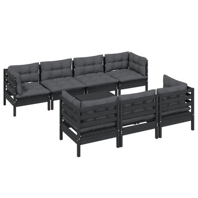 vidaXL 8 Piece Garden Lounge Set with Cushions Solid Pinewood