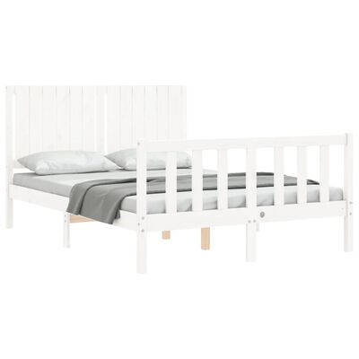 vidaXL Bed Frame without Mattress White Double Solid Wood Pine