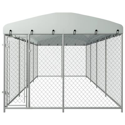 vidaXL Outdoor Dog Kennel with Roof 7.6x3.8x2.3 m