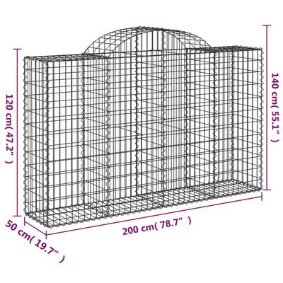 vidaXL Arched Gabion Baskets 5 pcs 200x50x120/140 cm Galvanised Iron