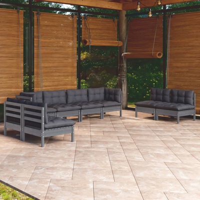 vidaXL 8 Piece Garden Lounge Set with Cushions Solid Pinewood