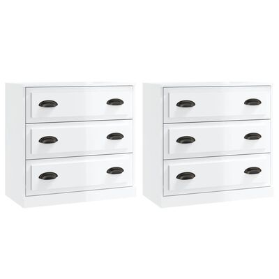 vidaXL Sideboards 2 pcs High Gloss White Engineered Wood