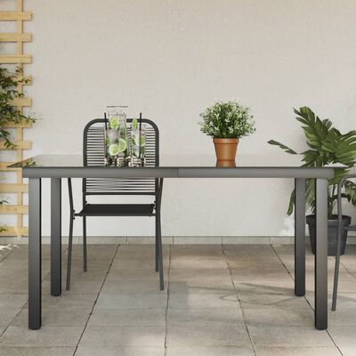 vidaXL Garden Table Black 150x90x74 cm Aluminium and Glass