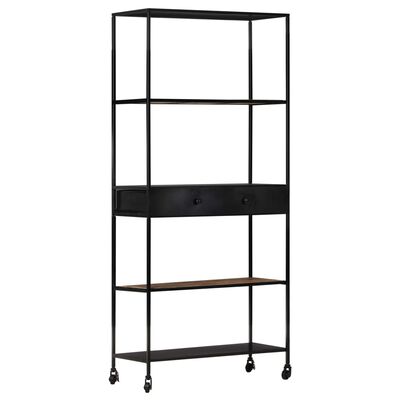 vidaXL Book Cabinet 80x35x180 cm Rough Mango Wood & Iron