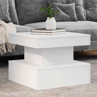 vidaXL Coffee Table with LED Lights White 50x50x40 cm