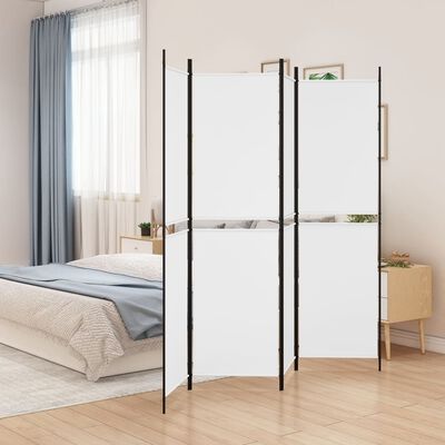 vidaXL 4-Panel Room Divider White 200x200 cm Fabric