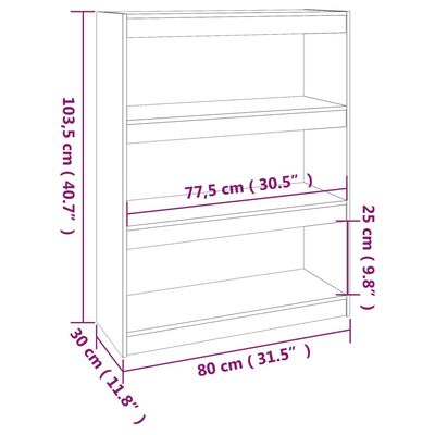 vidaXL Book Cabinet/Room Divider Honey Brown 80x30x103.5 cm Wood Pine