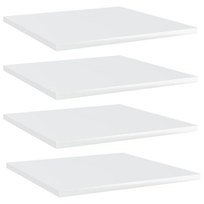 vidaXL Bookshelf Boards 4 pcs High Gloss White 40x40x1.5 cm Engineered Wood