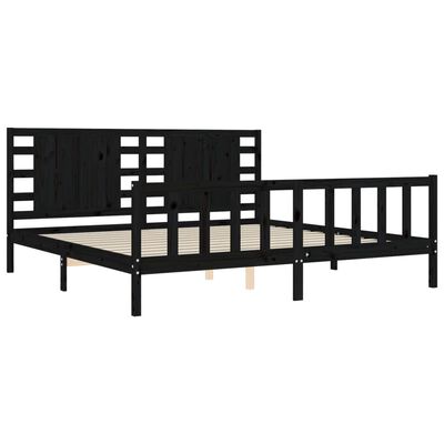 vidaXL Bed Frame without Mattress Black Super King Size Solid Wood Pine