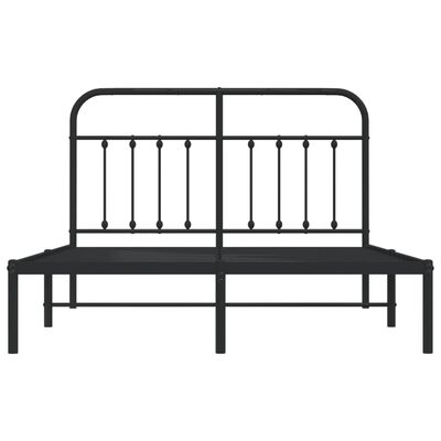 vidaXL Metal Bed Frame without Mattress with Headboard Black 150x200 cm King Size