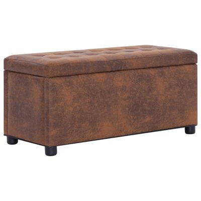 vidaXL Storage Ottoman 87.5 cm Brown Faux Suede Leather