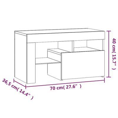 vidaXL Bedside Cabinets 2 pcs with LED Lights Black 70x36.5x40 cm