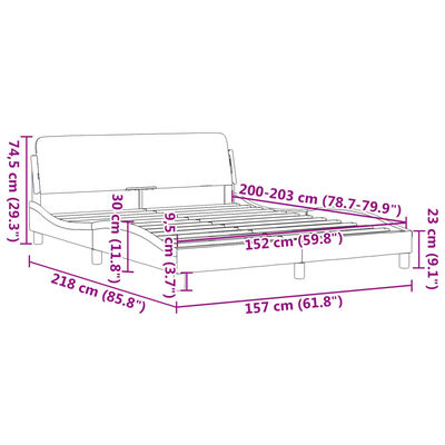 vidaXL Bed Frame without Mattress Dark Grey 152x203 cm Queen Fabric