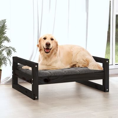 vidaXL Dog Bed Black 75.5x55.5x28 cm Solid Pine Wood