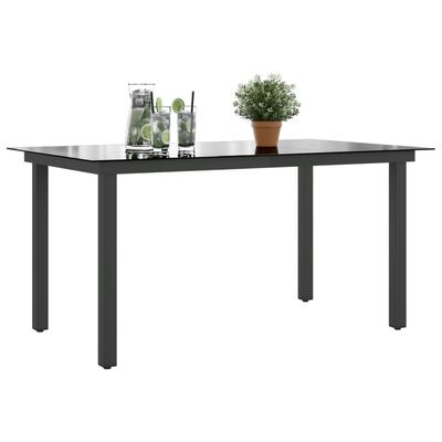 vidaXL Garden Table Black 150x90x74 cm Aluminium and Glass